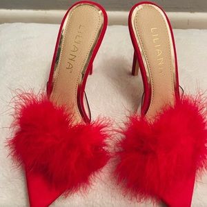 Sexy Heels Halloween, Christmas, Valentines, beautiful red heels feathers Sz 7